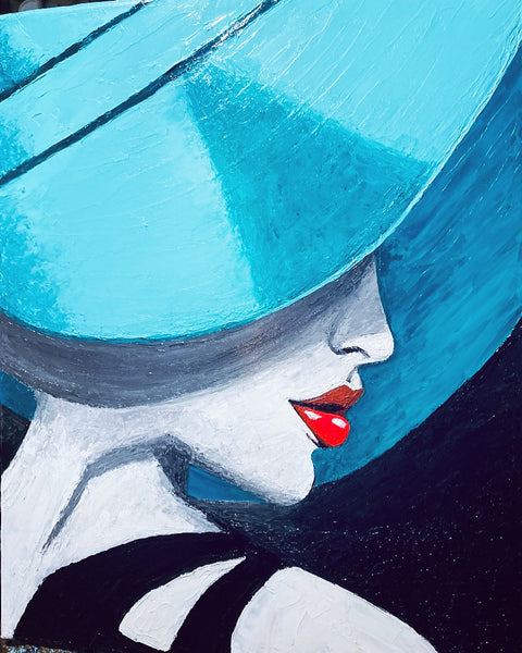 Lady with turquoise hat